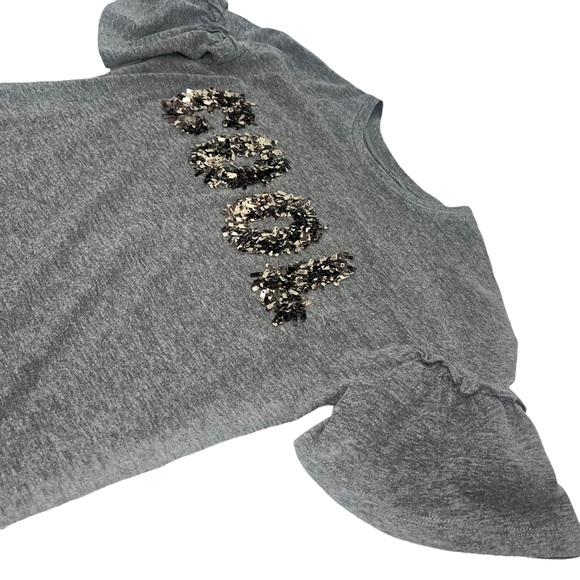 Cool Justice Grey Shirt with Metallic Tassel Letters Top Size 6/7 - Picture 1 of 10